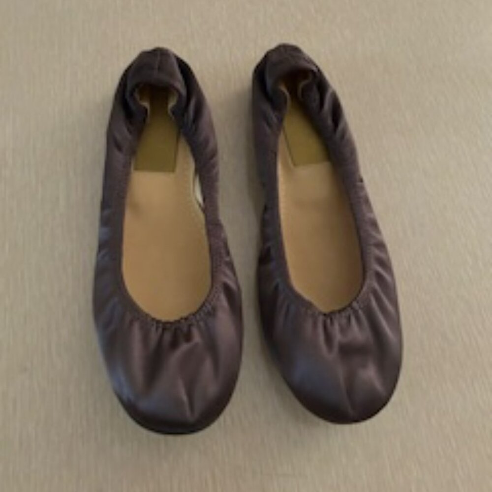 Lanvin silk ballet flats in brown, unworn, size 7.5 NWOT
